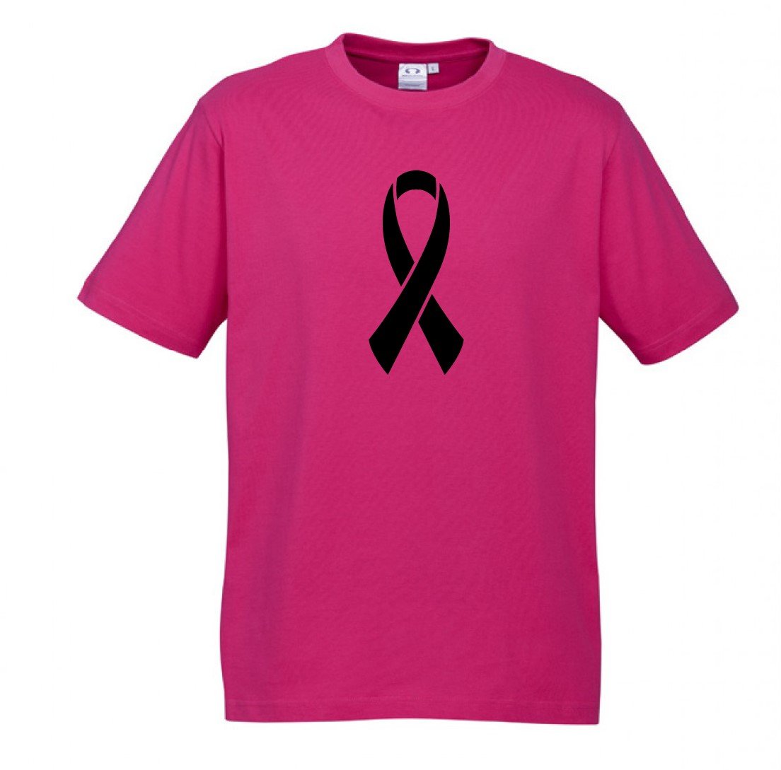 MENS Ice Cotton Hot Pink T-Shirt with Black Ribbon logo